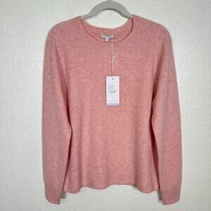 Johnny Was CALME Cashmere Sweater Womens Medium Ribbed Heathered Pink Cozy NEW